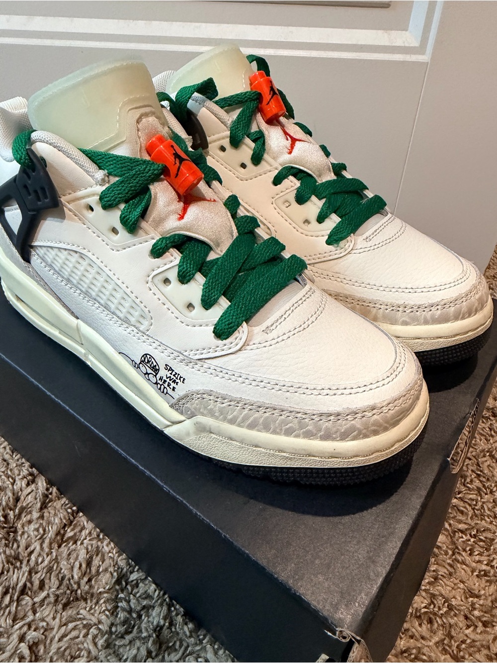 Jordan “Spizike” with Green Laces and Orange Accent